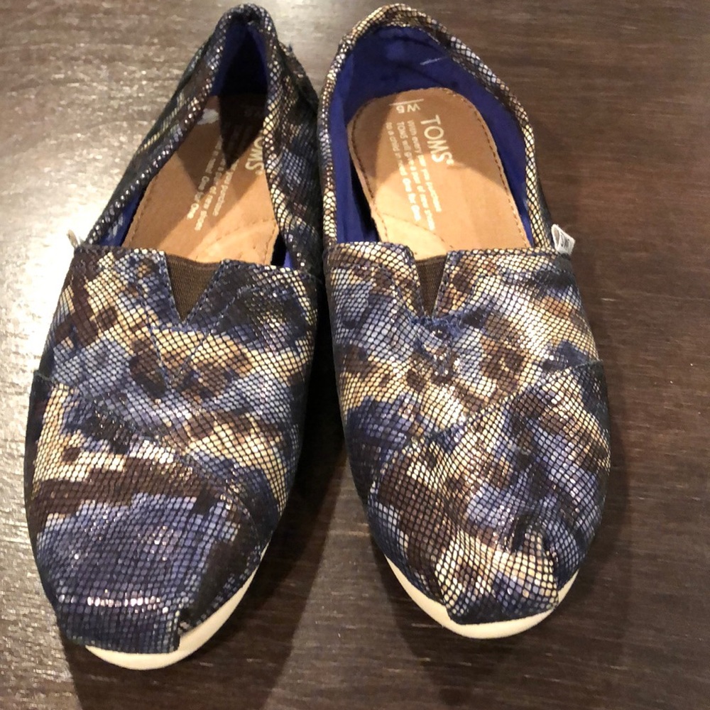 TOMS SHOES BLUE & BROWN SNAKE LEATHER CLASSIC - Picture 2 of 8